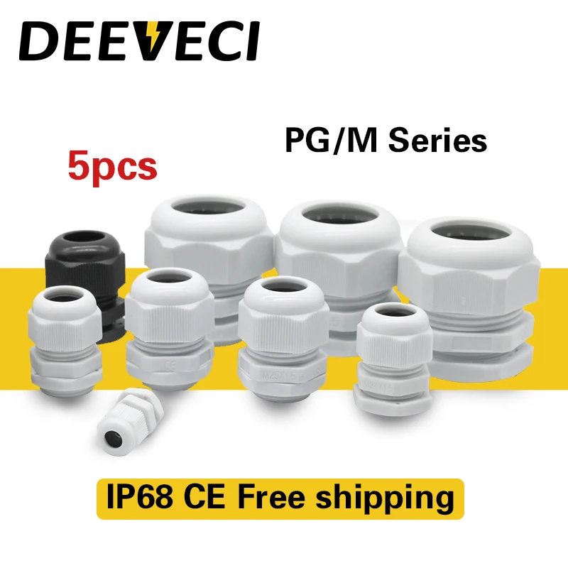 5pcs Waterproof Cable Gland Cable entry IP68 White Black Nylon Plastic Connector for 10-50mm PG16 PG19/21 PG25 PG42/48 PG36/63
5pcs Waterproof Cable Gland Cable entry IP68 White Black Nylon Plastic Connector for 10-50mm PG16 PG19/21 PG25 PG42/48 PG36/63