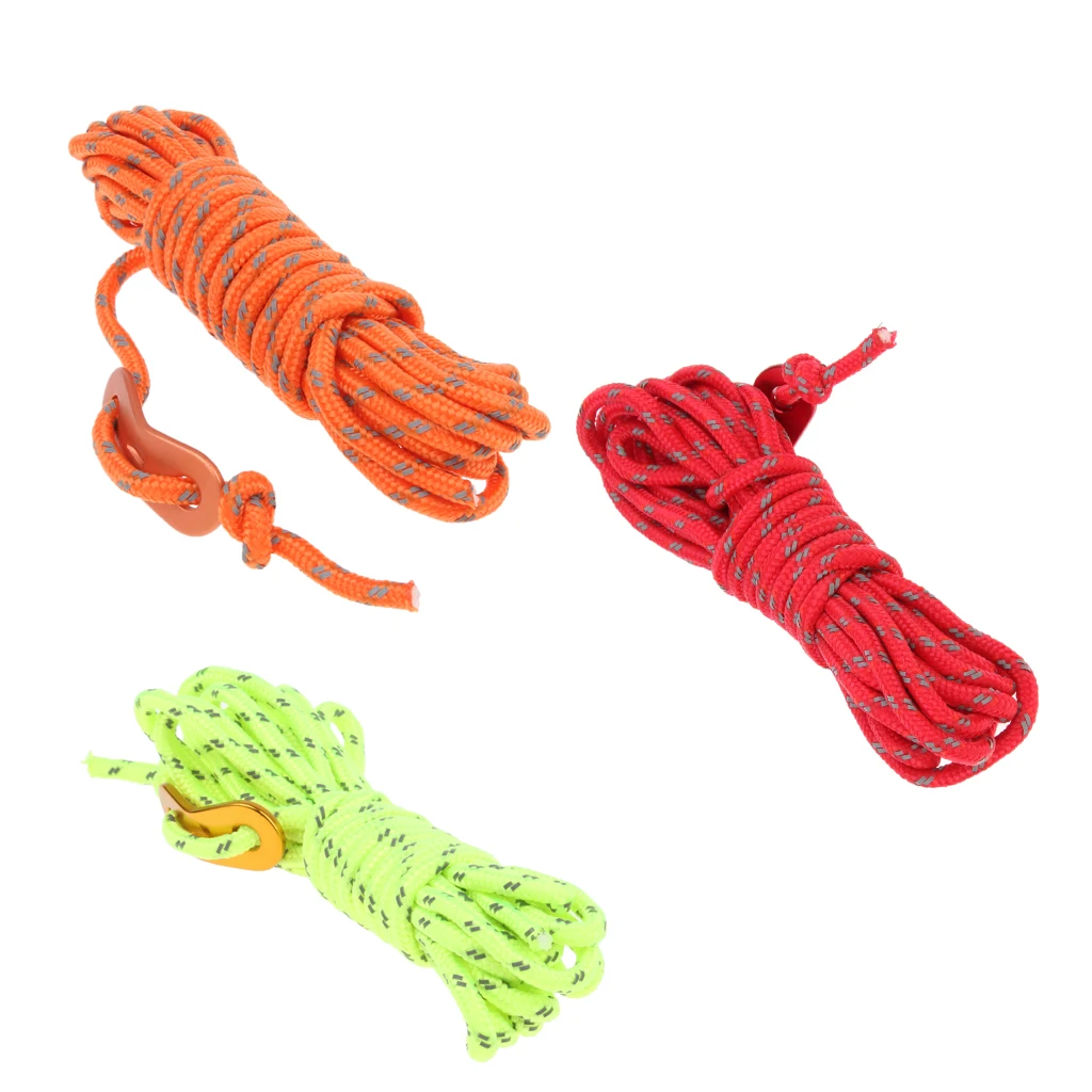 4mm Reflective Tent Guide Rope Guy Line Cord, Essential Camping Survival Gear Accessories 4mm Reflective Tent Guide Rope Guy Line Cord, Essential Camping Survival Gear Accessories