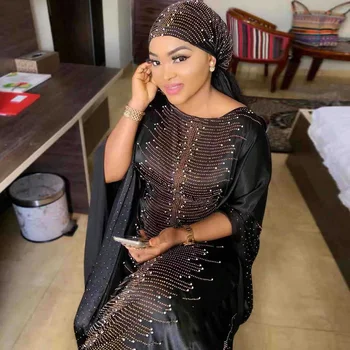 New African Muslim Dress Women Clothes Dashiki Fashion Sequins Beading Silk Satin O Neck Loose Bat-sleeve Party Robe with Turban
New African Muslim Dress Women Clothes Dashiki Fashion Sequins Beading Silk Satin O Neck Loose Bat-sleeve Party Robe with Turban