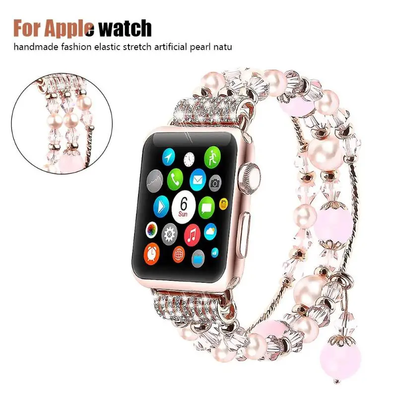 VODOOL Replacement Smart Watch Band Artificial Pearls Natural Stone Elastic Stretch Strap for iWatch 3/4 42mm Smartwatch Belt
VODOOL Replacement Smart Watch Band Artificial Pearls Natural Stone Elastic Stretch Strap for iWatch 3/4 42mm Smartwatch Belt