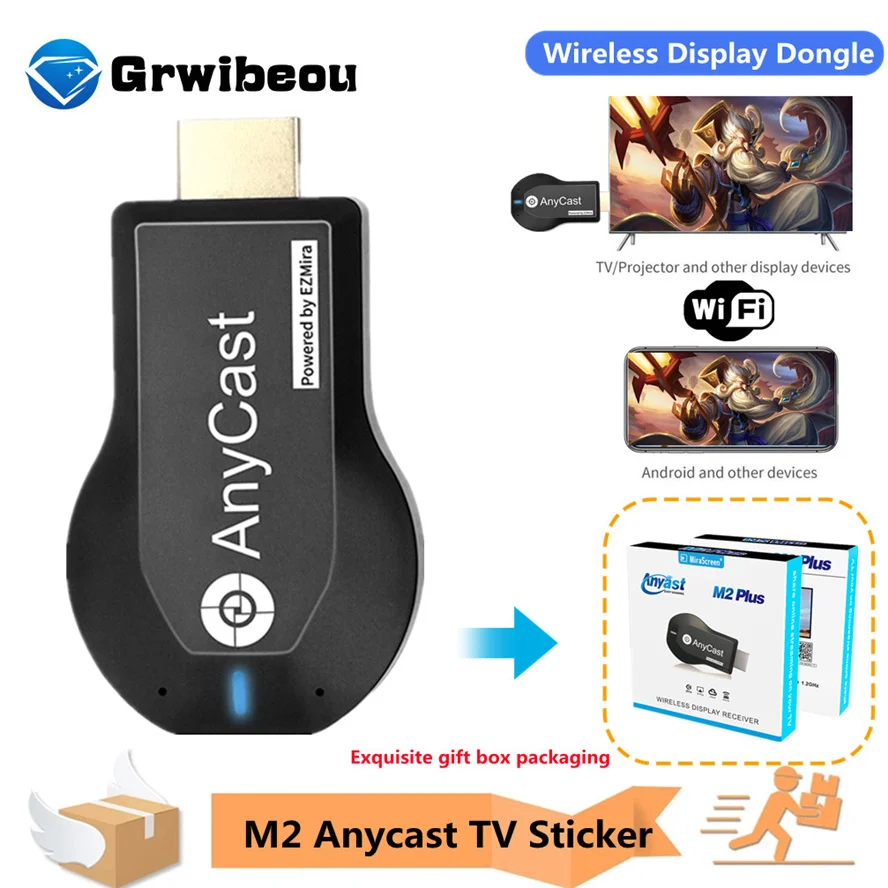 

Grwibeou 1080P M2 Plus HDMI TV Stick Wifi Display TV Dongle Receiver Anycast DLNA Share Screen for IOS Android Miracast Airplay