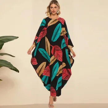 Leaves printed Muslim Dress Women casual bat sleeve Muslim Dress High Quality Fashion African Loose Dress for Lady a1381
Leaves printed Muslim Dress Women casual bat sleeve Muslim Dress High Quality Fashion African Loose Dress for Lady a1381