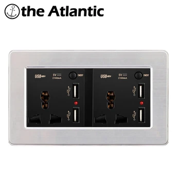 Atlantic Double 3 Hole Universal Socket with Dual USB Charge Port For Mobile Output 5V 2.1A Wall Power Outlet Stainless Steel
Atlantic Double 3 Hole Universal Socket with Dual USB Charge Port For Mobile Output 5V 2.1A Wall Power Outlet Stainless Steel