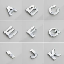 

(A-Z,0-9) Car Stickers 3D DIY Metallic Alphabet Sticker Emblem Letter Silver Badge Decoration for Cars Auto Logo Styling 25MM