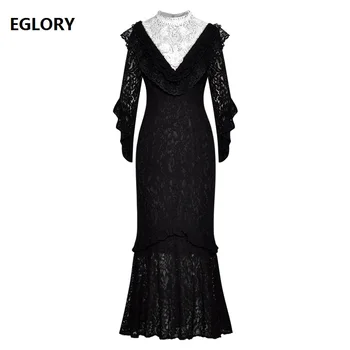 Top Quality New 2019 Autumn Sexy Party Mermaid Dresses Women Stand Neck Crystal Beading Mid-Calf Length Black Lace Dress Vestido
Top Quality New 2019 Autumn Sexy Party Mermaid Dresses Women Stand Neck Crystal Beading Mid-Calf Length Black Lace Dress Vestido