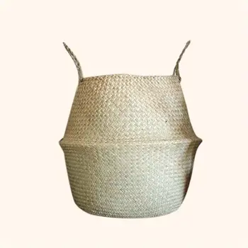 45x35CM Folded Seaweed Woven Flower Basket Straw Storage Bag Household Goods Storage Basket Desktop Flower Pot Storage Case 
45x35CM Folded Seaweed Woven Flower Basket Straw Storage Bag Household Goods Storage Basket Desktop Flower Pot Storage Case