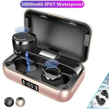 TWS 5.0 Bluetooth Earphone Stereo Headset Wireless Headphone IPX7 Waterproof Earphone 5000mAh Change Box LED Smart Power Bank
TWS 5.0 Bluetooth Earphone Stereo Headset Wireless Headphone IPX7 Waterproof Earphone 5000mAh Change Box LED Smart Power Bank