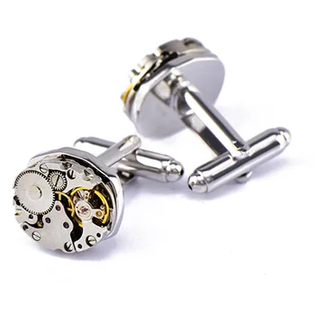 

Hot Watch Movement Cufflinks For Immovable Stainless Steel Steampunk Gear Watch Mechanism Cuff Links For Mens Relojes Gemelos