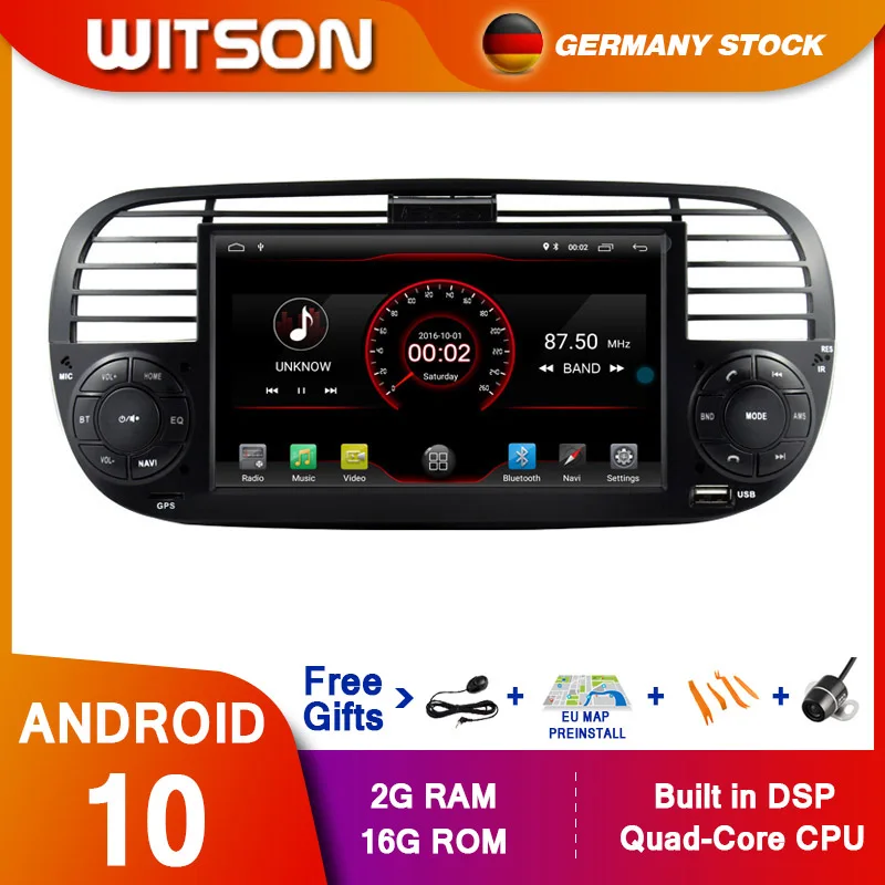 DE со! WITSON K700 Android10 четырехъядерный автомобильный Dvd медиаплеер для FIAT 500 радио