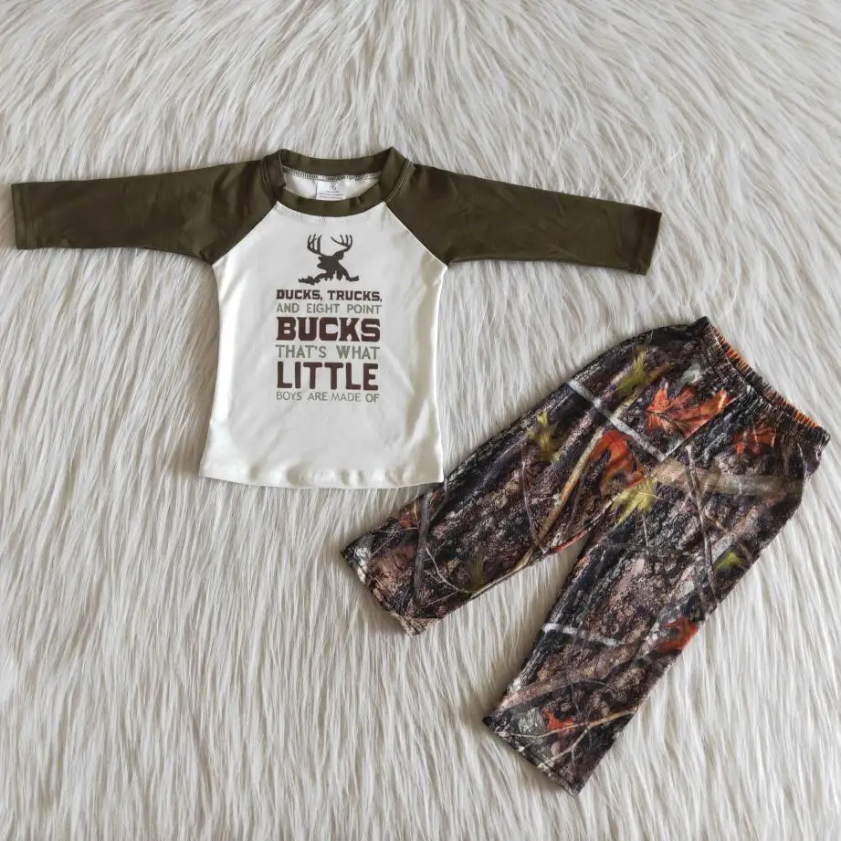 

RTS baby boys clothing sets long sleeve raglan top pants design children camo print matching girls little children outfits