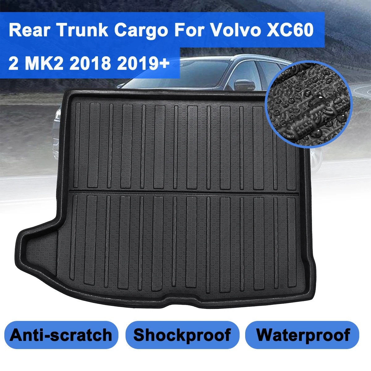 Фото Для Volvo XC60 2 MK2 2018 2019 + задний багажник коврик для сапог пол ковёр грузовой лайнер