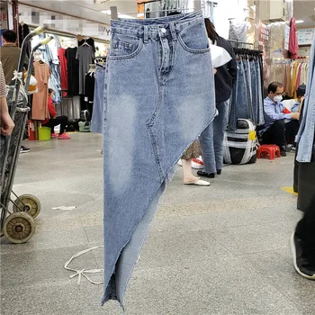 irregular denim women skirts sexy solid pocket high waist fashion design female skirts top quality
irregular denim women skirts sexy solid pocket high waist fashion design female skirts top quality
