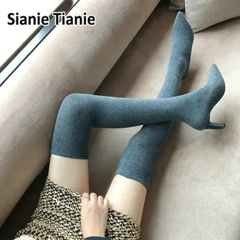 Sianie Tianie spring autumn soft knitted elastic stretch boots for women overknee socks booties thin high heels thigh high boots
Sianie Tianie spring autumn soft knitted elastic stretch boots for women overknee socks booties thin high heels thigh high boots