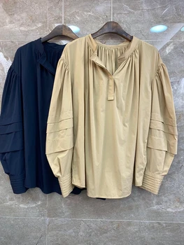 2020 Spring and Summer New Women's Neckline V Slit Decorative Solid Wild Long-Sleeved Top 404
2020 Spring and Summer New Women's Neckline V Slit Decorative Solid Wild Long-Sleeved Top 404