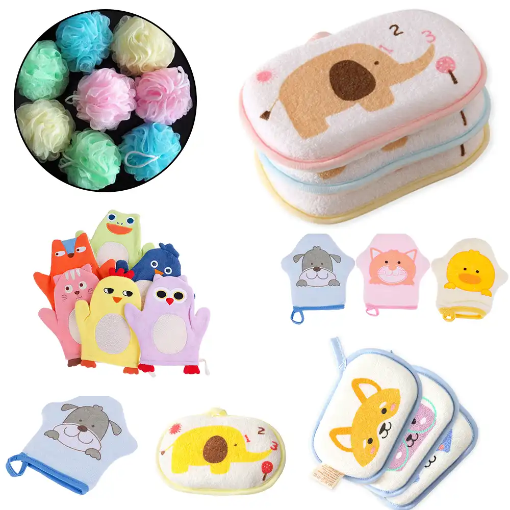 newborn baby bath brushes infant shower sponge cotton rubbing