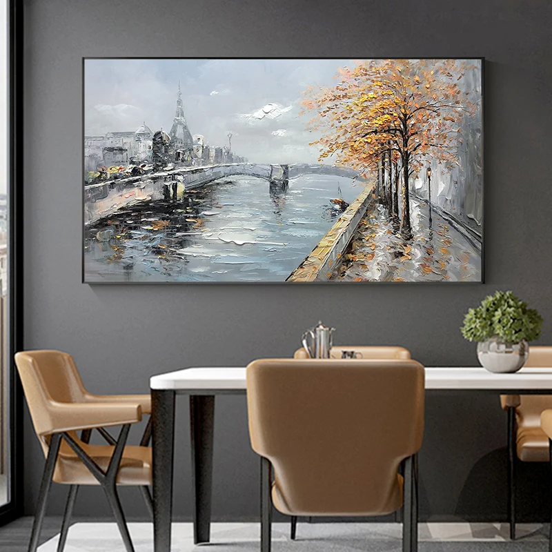 Waliicorners Canvas Abstract Riverside Scenery Oil Paintings Wall Decoration Paintings On Canvas Handmade Wall Art 6 H83f30596f8f5436a80f306d7b85830c9v