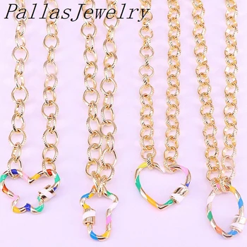 4Pcs Gold Filled Heart/Cross/ Butterfly Lock Necklace Enamel Carabiner Lock Necklace Lock Clasp rosary chain Necklace 
4Pcs Gold Filled Heart/Cross/ Butterfly Lock Necklace Enamel Carabiner Lock Necklace Lock Clasp rosary chain Necklace