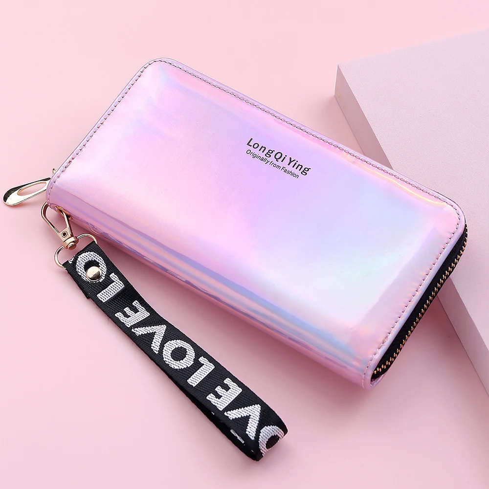 Новинка 2021 женские бумажники с лазерным рисунком модный длинный женский кошелек
