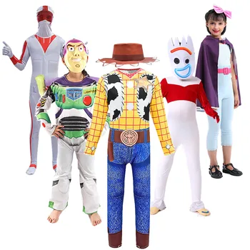 

Kids Halloween Toy Story Woody Jumpsuit Jessie Dress Boys Girls Buzz Lightyear Costume Forky Bo Peep Cosplay Duke Caboom Outfits