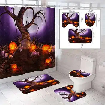 4pcs Halloween Decor Pumpkin Waterproof Shower Curtain Bath Mat Set Non-Slip Toilet Lid Cover Bathroom Mat Partition Curtain
4pcs Halloween Decor Pumpkin Waterproof Shower Curtain Bath Mat Set Non-Slip Toilet Lid Cover Bathroom Mat Partition Curtain