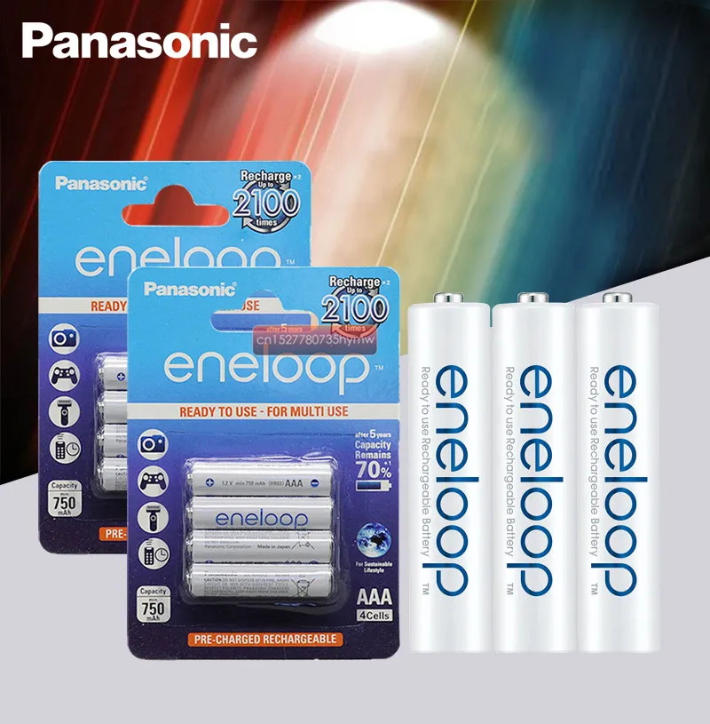 

8pc Panasonic Eneloop 100% Original AAA Rechargeable Battery 1.2v 800mAh Pre-charged Ni-MH Batteries for Camera Flash/Toys