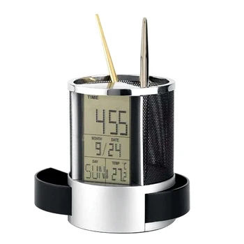 New Digital LCD Desk Alarm Clock Mesh Pen Holder with 2 Small Drawer Calendar Timer Temperature Calendar Table Desktop Clock
New Digital LCD Desk Alarm Clock Mesh Pen Holder with 2 Small Drawer Calendar Timer Temperature Calendar Table Desktop Clock
