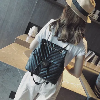 Brand Design Ladies High Quality Leather V-shape Backpacks For Women Chain School Bag Travel Rucksack Waterproof 2020 Dropship 
Brand Design Ladies High Quality Leather V-shape Backpacks For Women Chain School Bag Travel Rucksack Waterproof 2020 Dropship