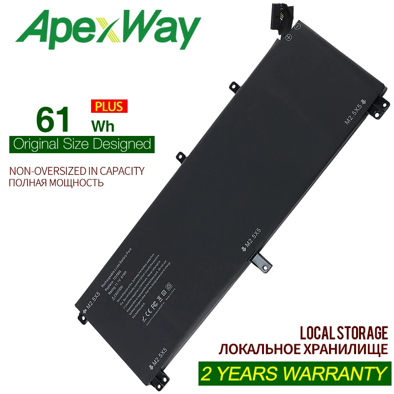 T0TRM Laptop Battery for For Dell XPS 15 9530 Precision M3800 TOTRM H76MV 7D1WJ 61WH Free 2 Years Warranty | Компьютеры и офис