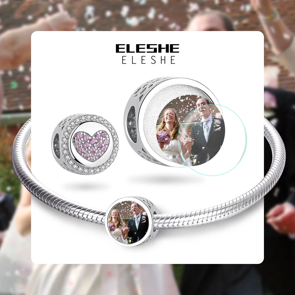 ELESHE 925 Sterling Silver Fashion Custom Photo Charms Round Beads With Pink CZ Heart Fit Original Bracelet DIY Women Jewelry
ELESHE 925 Sterling Silver Fashion Custom Photo Charms Round Beads With Pink CZ Heart Fit Original Bracelet DIY Women Jewelry