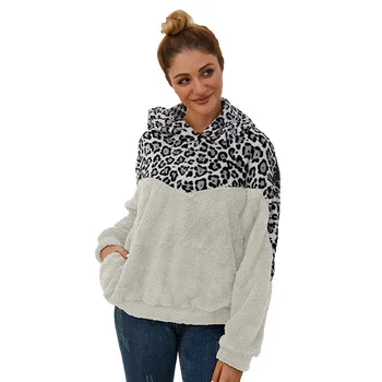 2020 Women Jackets leopard stitching long-sleeved hooded Sweater women's head autumn and winter double-faced plush Coats
2020 Women Jackets leopard stitching long-sleeved hooded Sweater women's head autumn and winter double-faced plush Coats