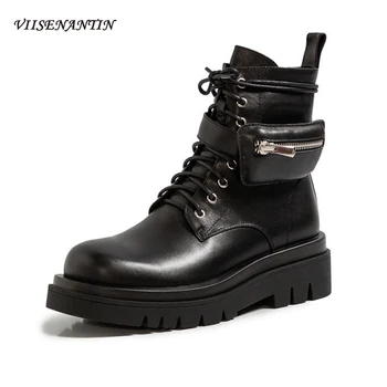 Autumn Winter New Style Genuine Leather Handsome Motorcycle Boots Round Toe Thick Bottom Pocket Bag Short Ankle Boots Women
Autumn Winter New Style Genuine Leather Handsome Motorcycle Boots Round Toe Thick Bottom Pocket Bag Short Ankle Boots Women