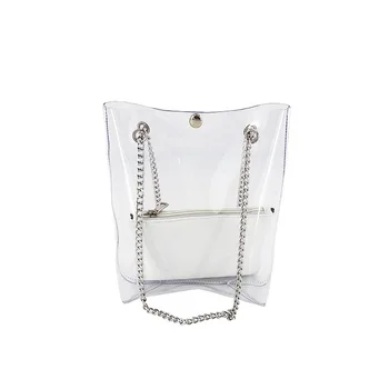 Women Transparent Bucket Fashion Ladies Clear Bag Soft PVC Leather Chain Tote Elegant Handbag Summer Bag Transparent Sack 2019
Women Transparent Bucket Fashion Ladies Clear Bag Soft PVC Leather Chain Tote Elegant Handbag Summer Bag Transparent Sack 2019