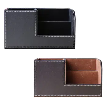 PU Leather Desk Stationery Box Organizer, Office Desktop Organizer with 3 Divided Storage Compartments for Storing Pen/ Remote C 
PU Leather Desk Stationery Box Organizer, Office Desktop Organizer with 3 Divided Storage Compartments for Storing Pen/ Remote C