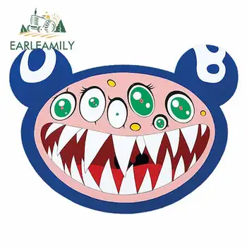 

EARLFAMILY 13cm x 9.6cm for Murakami Funny Car Stickers Anime 3D Funny Car Sticker Scratch-proof Vinyl Decal for Bumper Truck