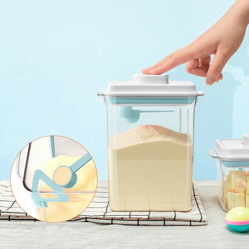 Фото Пластиковая герметичная банка для хранения молока и порошка емкость кухни