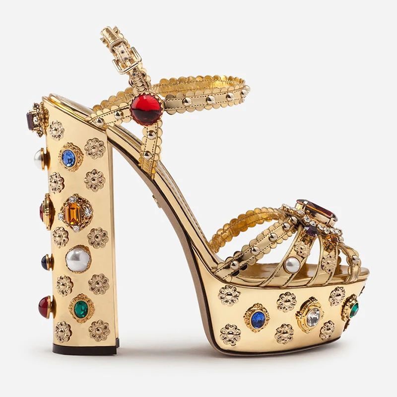 Womens Platform Peep Toe Gold Diamond Ankle Buckle Rhinestones Crystal Block High Heel Pumps Slingback Shoes Gold Bling Leather
Womens Platform Peep Toe Gold Diamond Ankle Buckle Rhinestones Crystal Block High Heel Pumps Slingback Shoes Gold Bling Leather