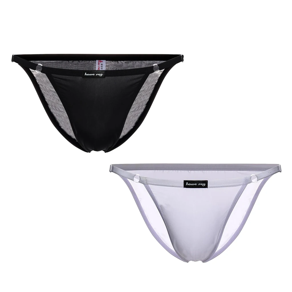 2Pcs Mens Cool Silky Briefs Thong Trunks Soft T-back Boxers Pouch Underwear 2Pcs Mens Cool Silky Briefs Thong Trunks Soft T-back Boxers Pouch Underwear