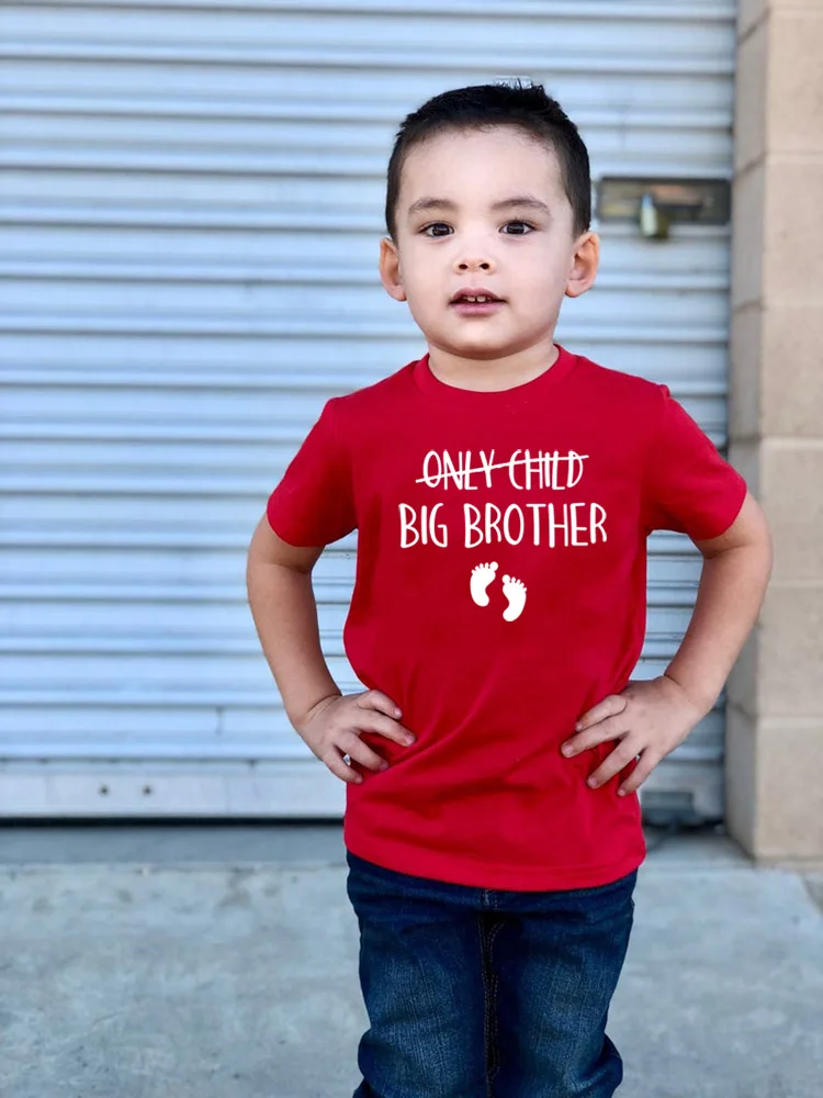 

Only Child Big Brother To Be Pregnancy Announcement Tshirt Kids Boys Funny Short Sleeve T-shirt Children Toddler Casual Tees