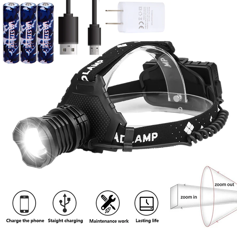 Powerful XHP70 LED Zoomable Headlamp USB Rechargeable Headlight Hunting Camping Fishing Head Lamp Lanterna+3*18650+Charger
Powerful XHP70 LED Zoomable Headlamp USB Rechargeable Headlight Hunting Camping Fishing Head Lamp Lanterna+3*18650+Charger