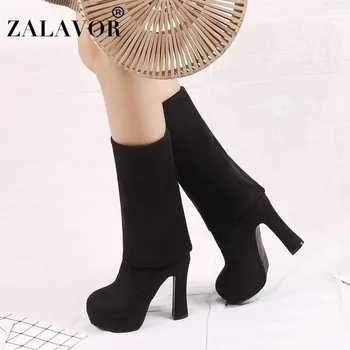 ZALAVOR Women High Heel Boots Winter Keep Warm Fur Over The Knee Boots Platform Casual Black Stretch Shoes Women Size 34-43
ZALAVOR Women High Heel Boots Winter Keep Warm Fur Over The Knee Boots Platform Casual Black Stretch Shoes Women Size 34-43