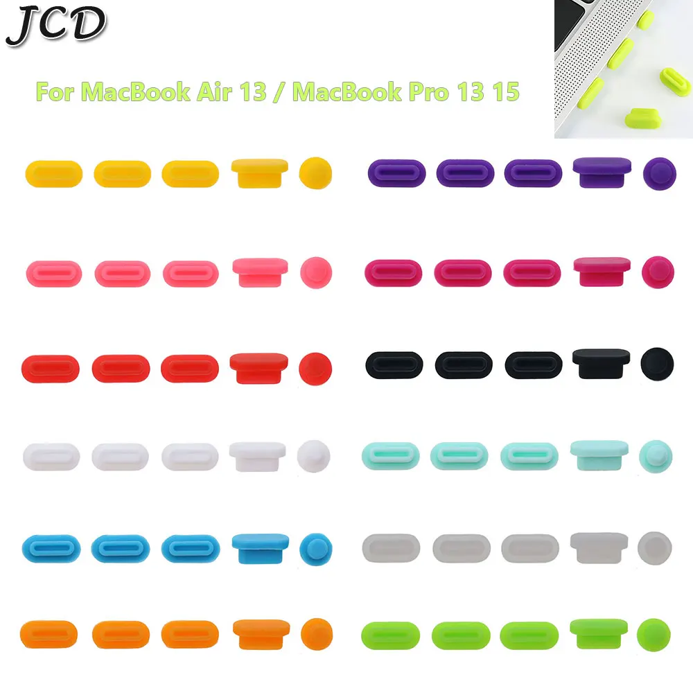 

JCD 5pcs/set Silicone Data Port Anti Dustproof Plugs For MacBook Air 13 A1932 Touch Bar 13&15 Dust Plug Stopper Cover Set