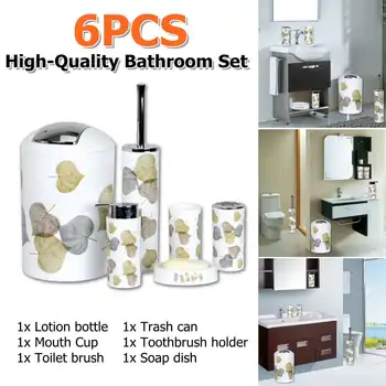 6Pcs/Set Bathroom Accessory Bin Dish Dispenser Tumbler Toothbrush Holder 
6Pcs/Set Bathroom Accessory Bin Dish Dispenser Tumbler Toothbrush Holder