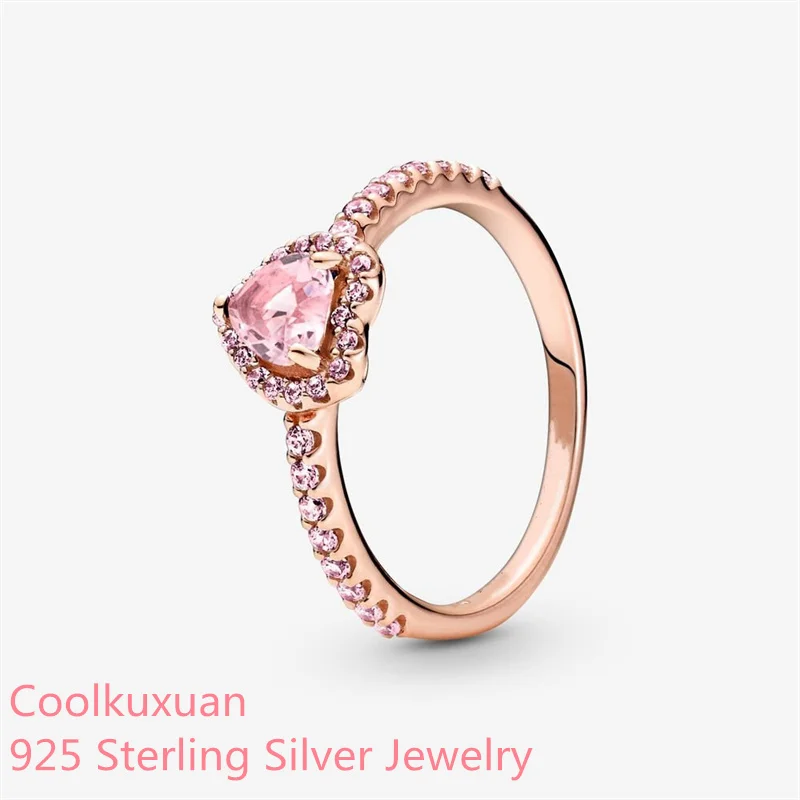 Сверкающее кольцо с подъемом в форме сердца, подлинное женское серебряное ювелирное изделие, серебряные кольца для изготовления ювелирных изделий