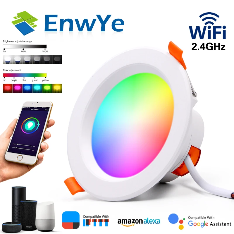 EnwYe LED Downlight WiFi Smart life APP Dimming Light lamp 7W 9W RGB Color Changing Warm+Cool light Work with Alexa Google Home
EnwYe LED Downlight WiFi Smart life APP Dimming Light lamp 7W 9W RGB Color Changing Warm+Cool light Work with Alexa Google Home