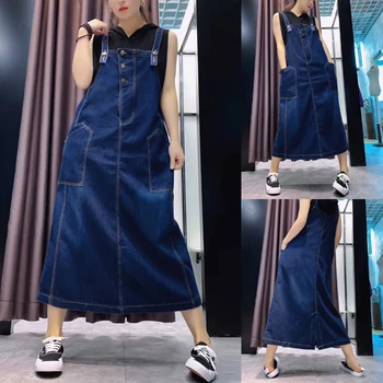 Denim Dress Ladies Baggy Suspenders A-Line Jeans Dresses Plus Size Bib Blue Long cowboy Dress Casual Loose Suspenders Vestidos
Denim Dress Ladies Baggy Suspenders A-Line Jeans Dresses Plus Size Bib Blue Long cowboy Dress Casual Loose Suspenders Vestidos