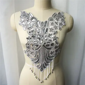 Silver Sequin Lace Fabric Beads Tassel Wedding Gown Appliques Dreamy Collar Baroque Embroidery Sew Patch For Dress DIY Decor
Silver Sequin Lace Fabric Beads Tassel Wedding Gown Appliques Dreamy Collar Baroque Embroidery Sew Patch For Dress DIY Decor
