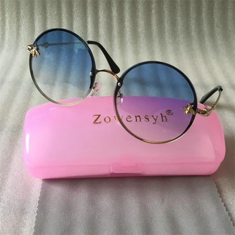 

Zowensyh HOT summer round Bee Metal Sunglasses Titanium Frames Womens 1808 Sunglasses Metal Bee UV400 Sun glasses free shopping