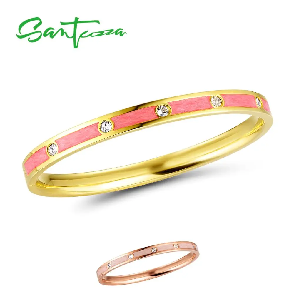 

SANTUZZA Trendy Bangle For Woman Delicate Multi-Color Bracelet Bangles Sparkling Crystals Fashion Jewelry HANDMADE Enamel