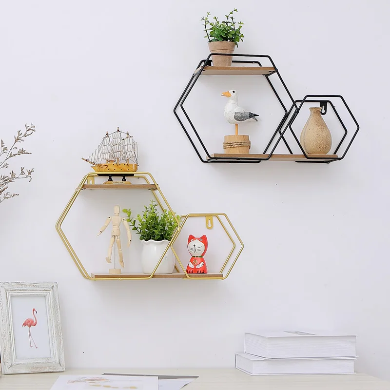 Nordic Metal Hexagon Storage Rack Iron Wooden Wall Hanging Shelf Living Room Figurines Display Crafts Books Decoration Organizer
Nordic Metal Hexagon Storage Rack Iron Wooden Wall Hanging Shelf Living Room Figurines Display Crafts Books Decoration Organizer