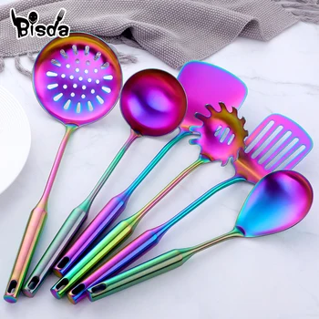 1pc Rainbow Kitchen Tool Stainless Cooking Server Long Handle Kitchenware Matt Spatula Slotted Turner Steel Kitchen Accessories
1pc Rainbow Kitchen Tool Stainless Cooking Server Long Handle Kitchenware Matt Spatula Slotted Turner Steel Kitchen Accessories